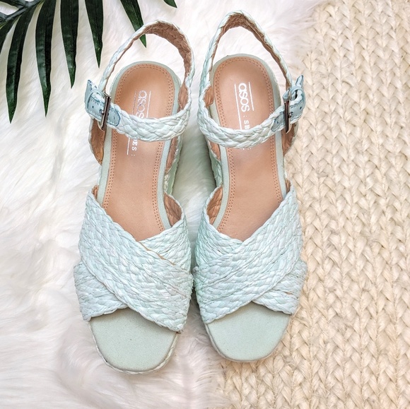 ASOS Thierry Raffia Mint Wedges - Picture 4 of 7